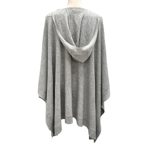 HAUTE HIPPIE GRAY CASHMERE HOODED CAPE PONCHO
